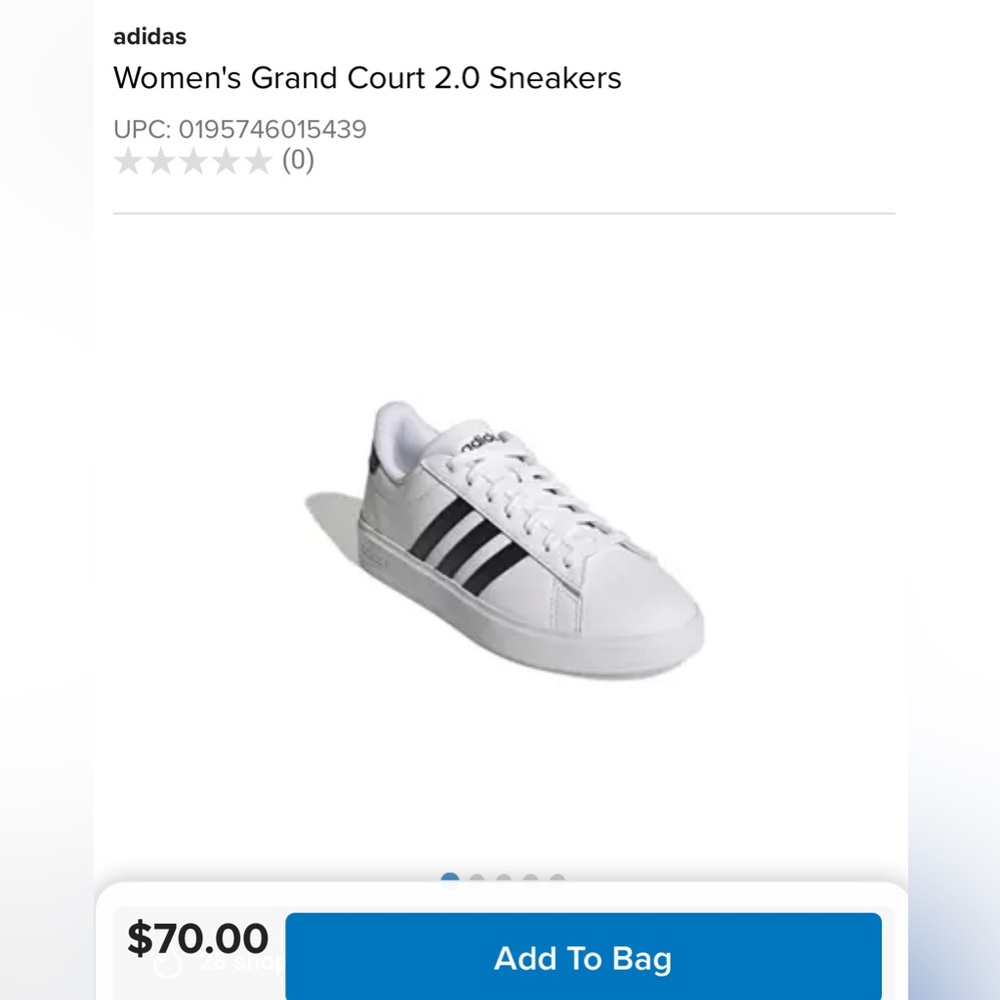 Adidas Classic Three Stripe Black  & WhiteGrand Court Women’s Sneakers, Size 8